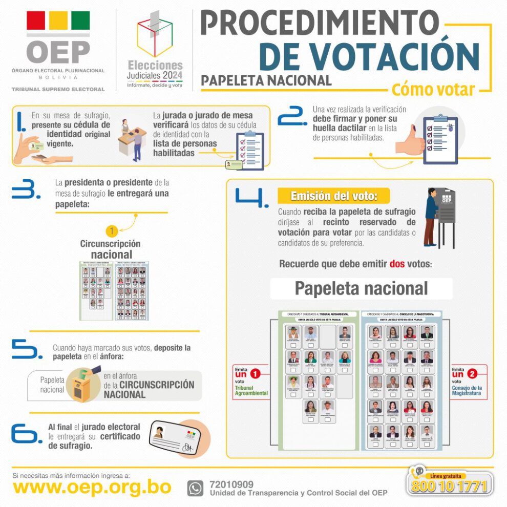 Infografía sobre el procedimiento de votación de las elecciones judiciales