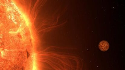 Impresión artística de Trappist-1 b y su atmósfera