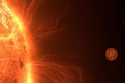 Impresión artística de Trappist-1 b y su atmósfera