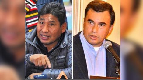 Juan Ramón Quintana y Ponciano Santos en la búsqueda de la Policía boliviana