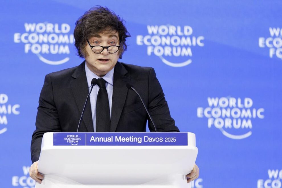 Javier Milei en Davos criticando la ideología woke