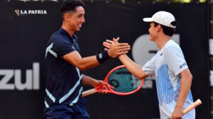 Murkel Dellien y Juan Carlos Prado celebran el triunfo en el Brasil Tennis Challenger
