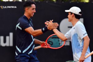Murkel Dellien y Juan Carlos Prado celebran el triunfo en el Brasil Tennis Challenger
