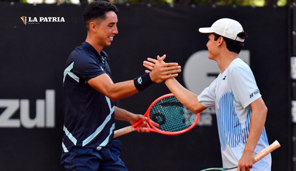 Murkel Dellien y Juan Carlos Prado celebran el triunfo en el Brasil Tennis Challenger