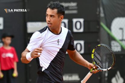 Hugo Dellien celebra el triunfo que logró ante el francés Maxime Chazal en el Brasil Tennis Challenger
