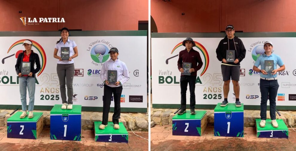 Ganadores en la categoría Juvenil en damas y varones en la Vuelta Bolivia Golf