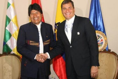 Rafael Correa apoya a Evo Morales en su candidatura presidencial