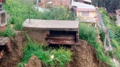 Deslizamiento en el Cementerio de Ovejuyo