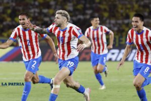 Julio Enciso celebra el empate logrado en Barranquilla