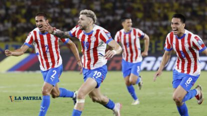 Julio Enciso celebra el empate logrado en Barranquilla