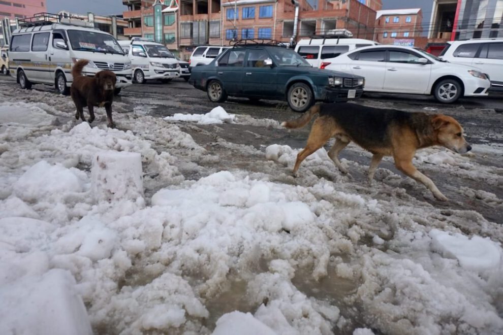 Granizada en El Alto afecta la circulación vehicular