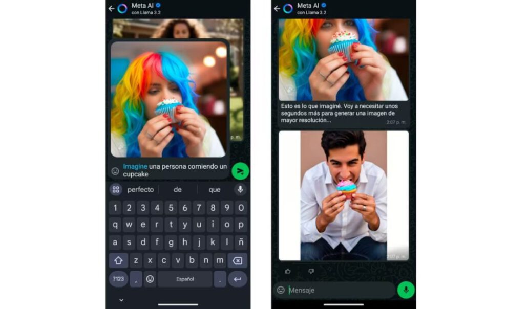 Meta AI generación de imágenes en WhatsApp