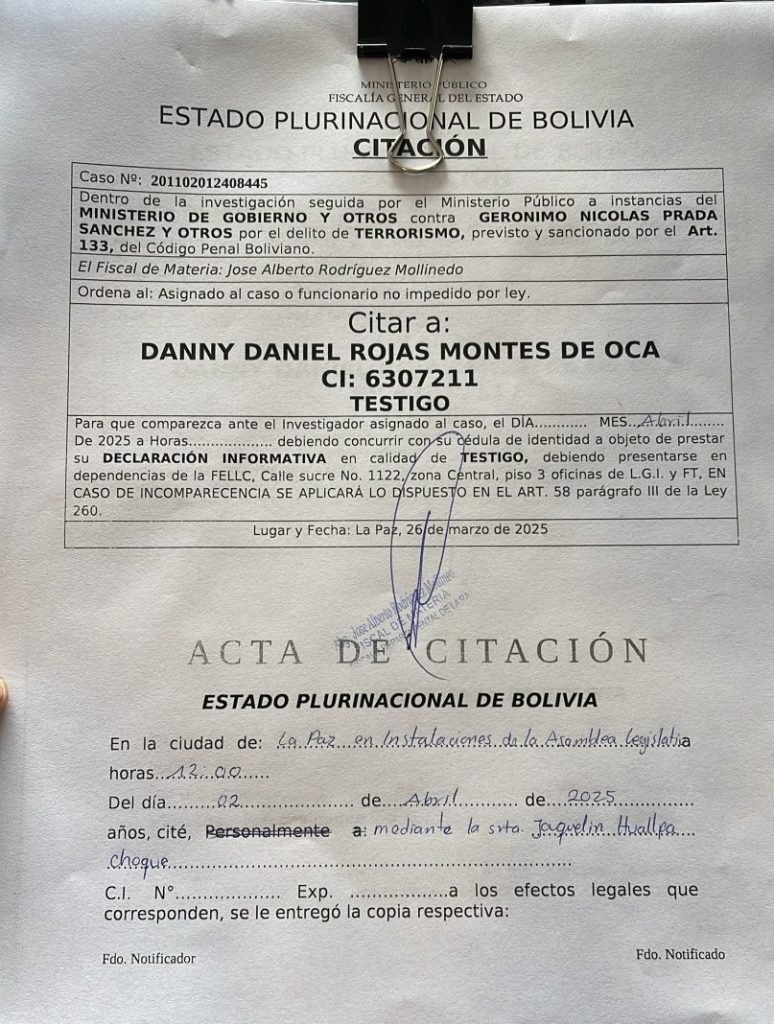 Citación a diputado evista por caso Mairana