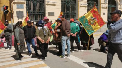 Gremiales durante su movilización por Ley de Patentes