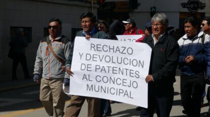 Protesta contra la Ley Municipal de Patentes en Oruro
