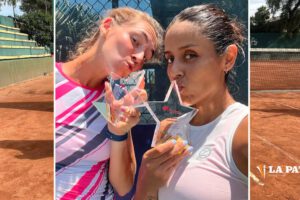 Noelia Zeballos y Miriana Tona con sus trofeos tras vencer en Dobles