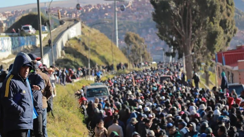 Marcha de transportistas en La Paz
