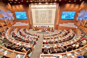 Una vista general del hemiciclo de la Cámara de Senadores, en la ALP