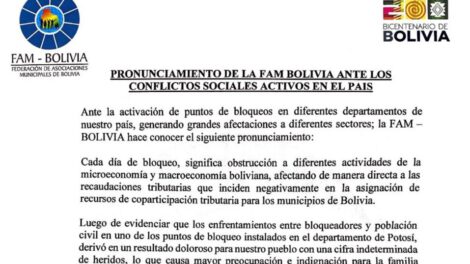 Llallagua bloqueos y diálogo propuesto por FAM-Bolivia