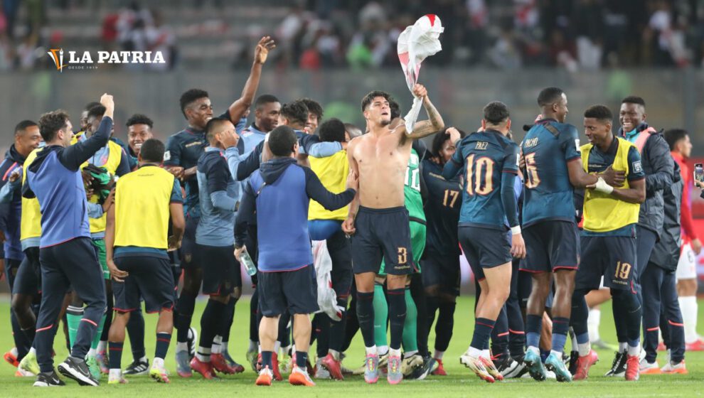 Festejo de los jugadores ecuatorianos por la clasificación al Mundial 2026