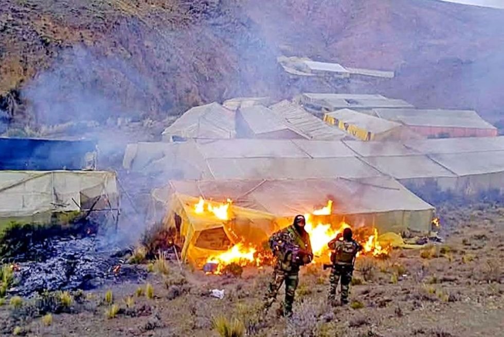 Incineración de viveros de marihuana en Potosí