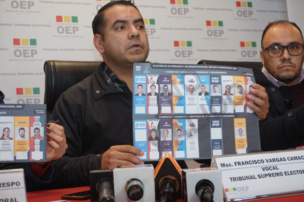 Diseño final de la papeleta para las elecciones