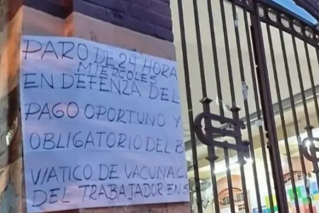 paro de 24 horas en Santa Cruz por incumplimiento de bono de vacunación