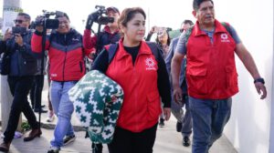 Ruth Nina cuando se presentó a declarar por amenazas electorales