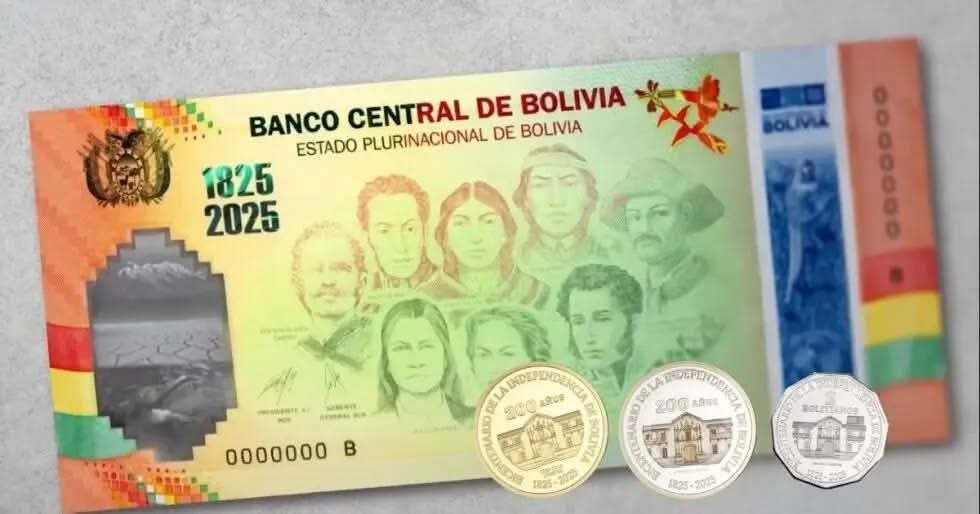 billete y moneda conmemorativa del Bicentenario