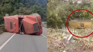 Camión vuelca en la ruta Cochabamba-Santa Cruz