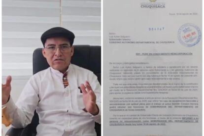 Damián Condori reincorporación como gobernador de Chuquisaca