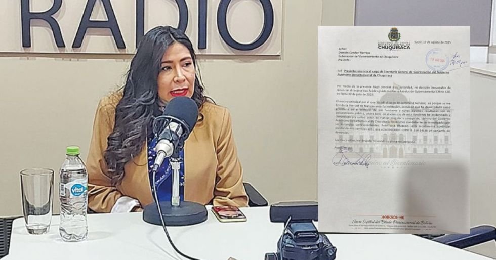 Renuncia y denuncia corrupción en Gobernación de Chuquisaca