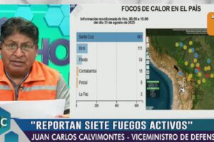 Focos de calor en Bolivia reportados por el viceministro de Defensa Civil