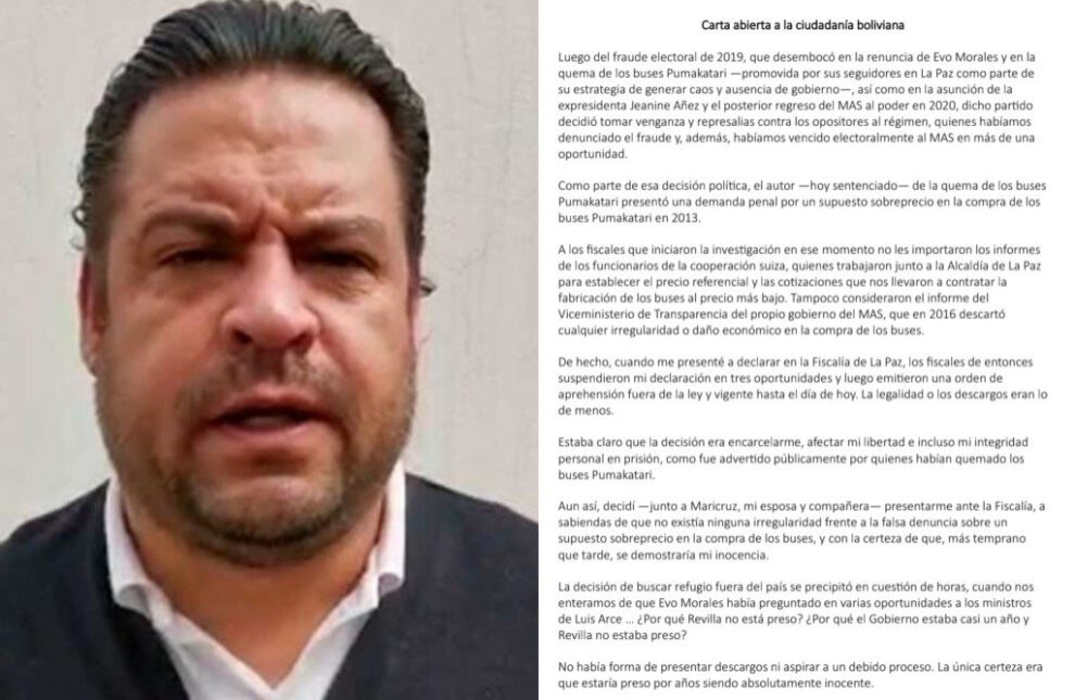 Luis Revilla pide regresar a Bolivia con garantías constitucionales