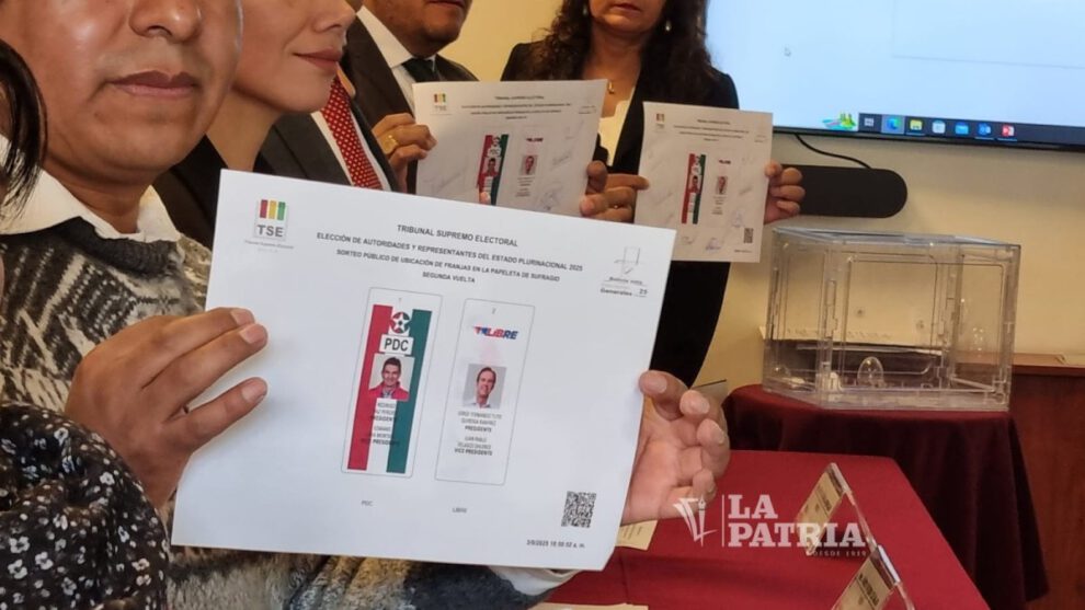 Papeleta electoral segunda vuelta con Rodrigo Paz y Tuto Quiroga