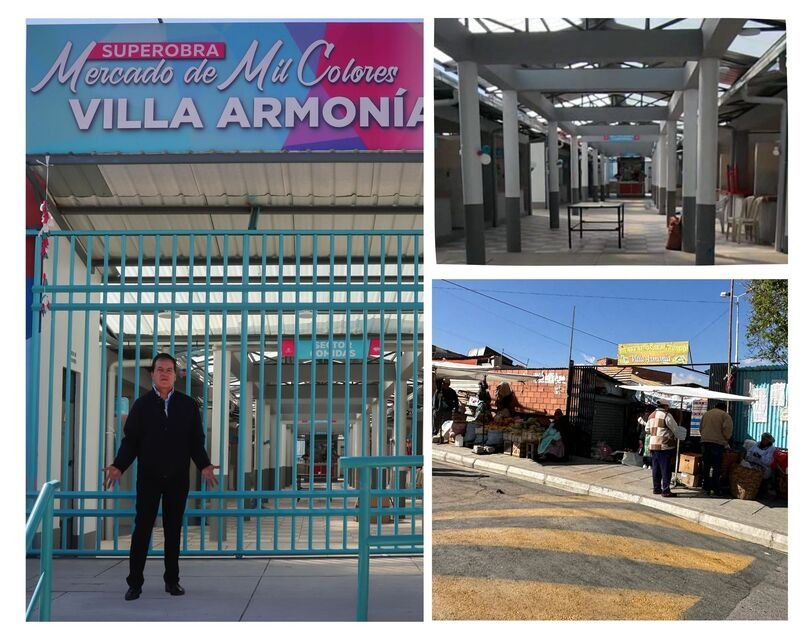 Mercado de Villa Armonía: inauguración fallida y comerciantes en la calle