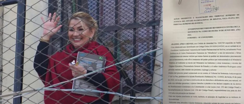 Caso golpe II: Añez presenta un nuevo recurso de revisión de sentencia