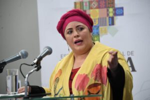 Ministra de la Presidencia, María Nela Prada advierte sobre riesgos del proyecto de ley TSE