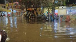 Calles inundadas en Quillacollo