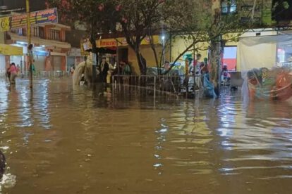 Calles inundadas en Quillacollo