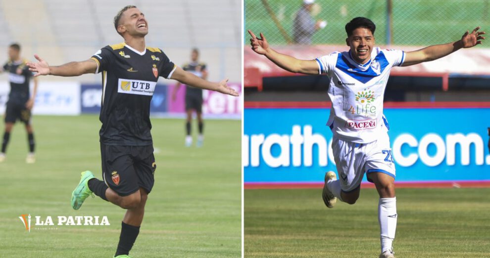 Los futbolistas Sebastián Zeballos de CDT Real Oruro y Schneider Peña de GV San José