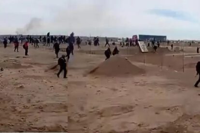 Enfrentamiento en el cruce Huanuni