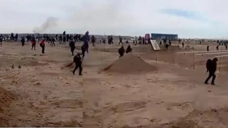 Enfrentamiento en el cruce Huanuni