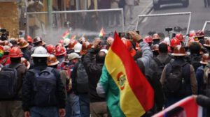 Protesta de mineros en La Paz