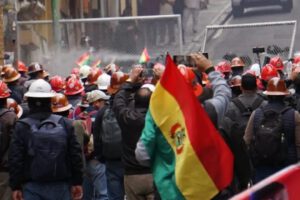 Protesta de mineros en La Paz