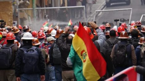 Protesta de mineros en La Paz