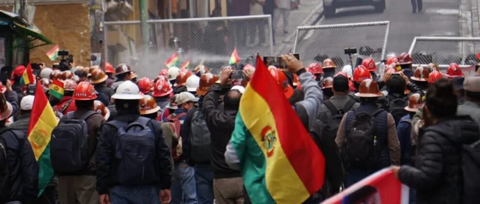 Protesta de mineros en La Paz