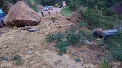 Desprendimiento de roca en la ruta a los Valles cruceños