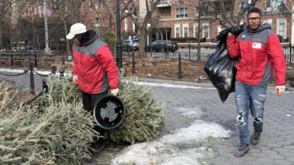 Reciclaje de árboles de Navidad en Nueva York