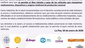 Industria farmacéutica exige libre tránsito para medicamentos